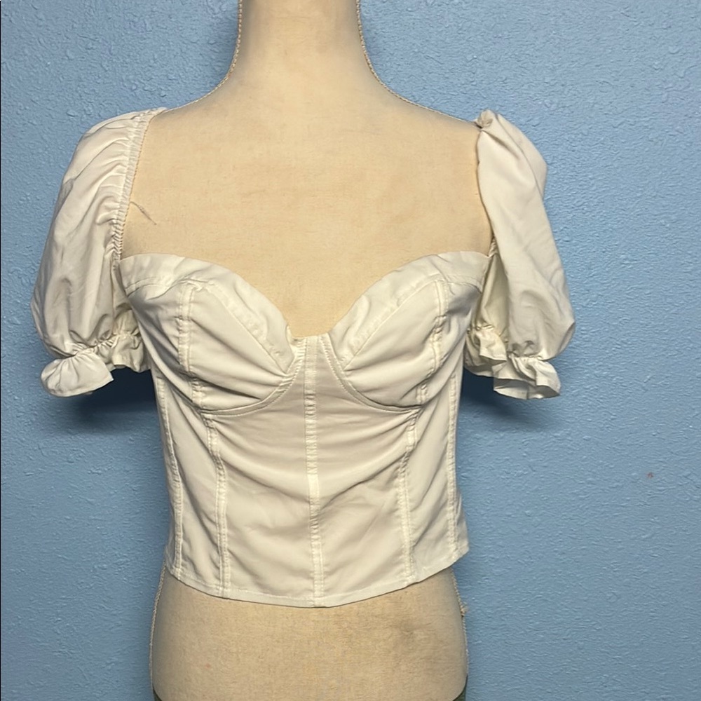 Hers and Mine white ruffle sleeve tube top